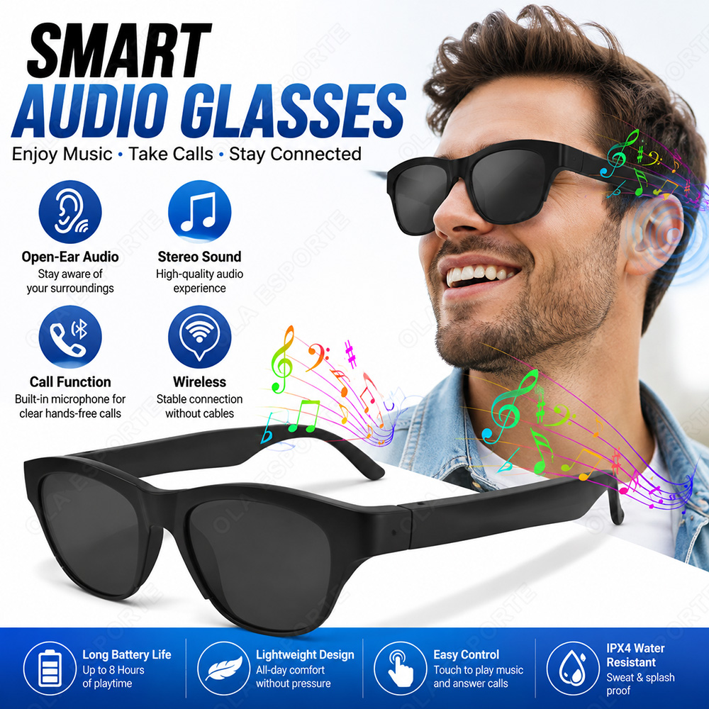 Audio Music Bluetooth - Óculos de Áudio Inteligentes Bluetooth 5.3
