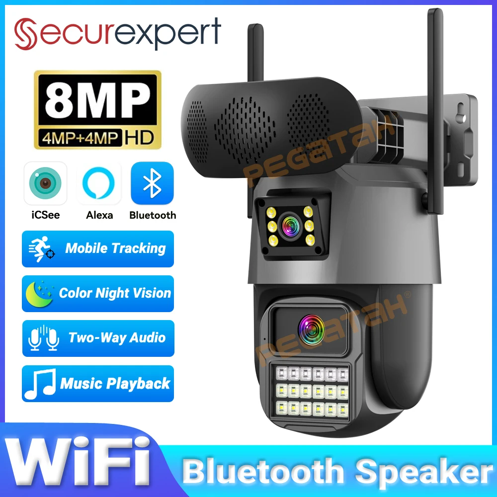 Audiovision Music Player - Câmera de segurança externa de 8MP