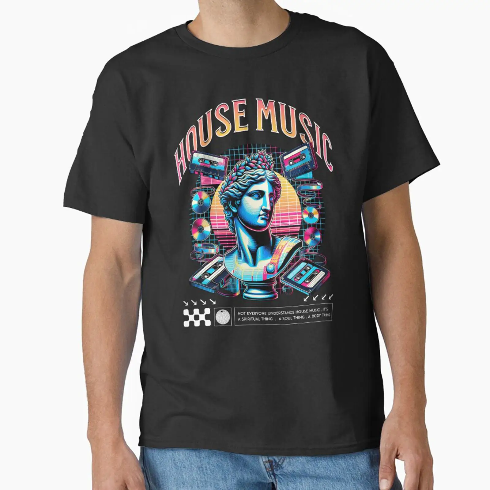 Audio Music Com - Camiseta Clássica Branca com Estampa HOUSE