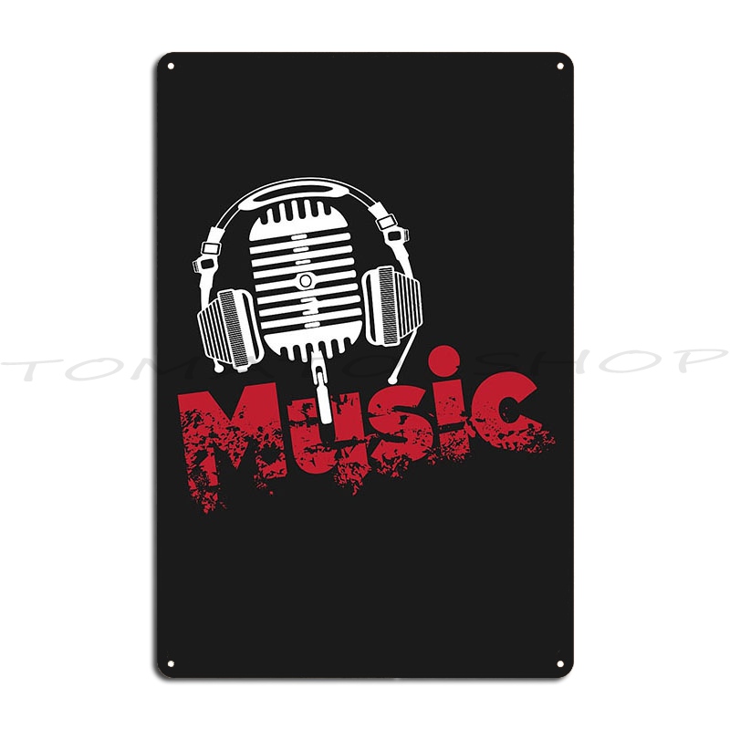 Audio Music Com - Placa de Metal Impressa Decorativa com