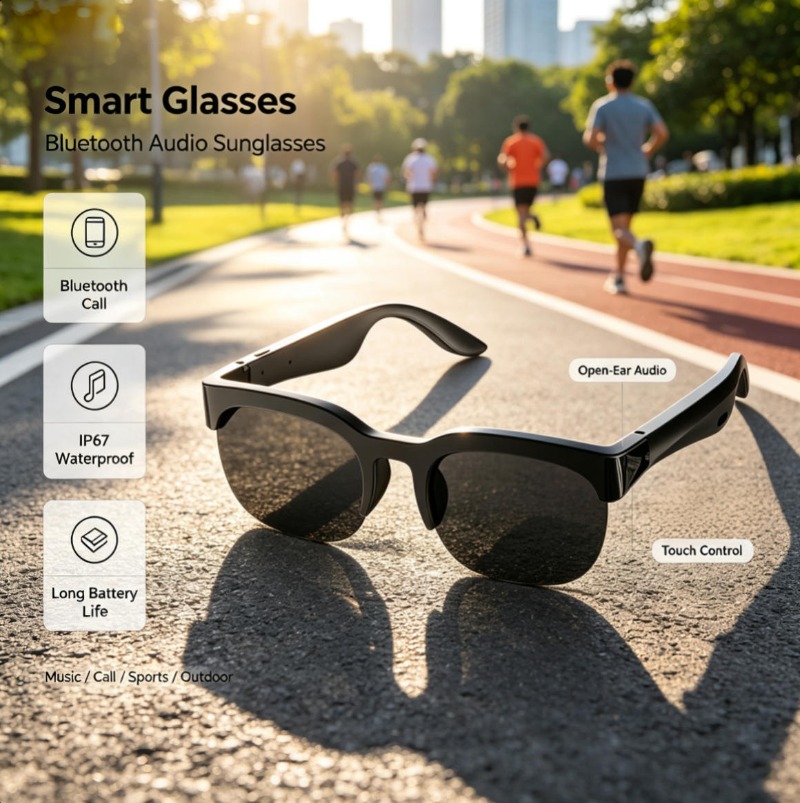 Audio Music Bluetooth - Óculos Inteligentes com Áudio Bluetooth, Áudio