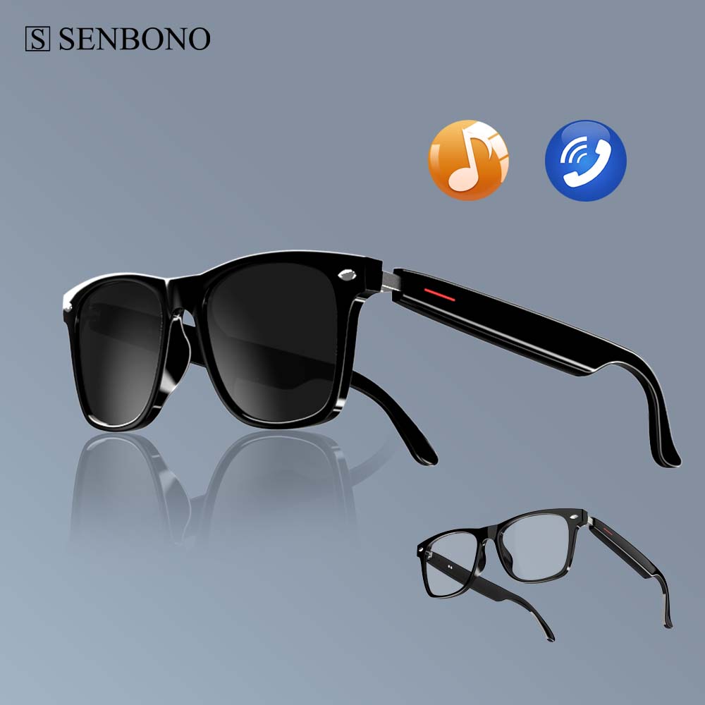 Audio Music Bluetooth - Óculos inteligentes SENBONO E13: lentes de