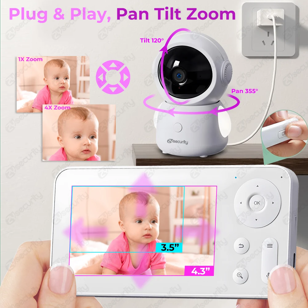 2k 3mp Wi-fi Monitor de bebe c - Audio Music Google avaliação e preço