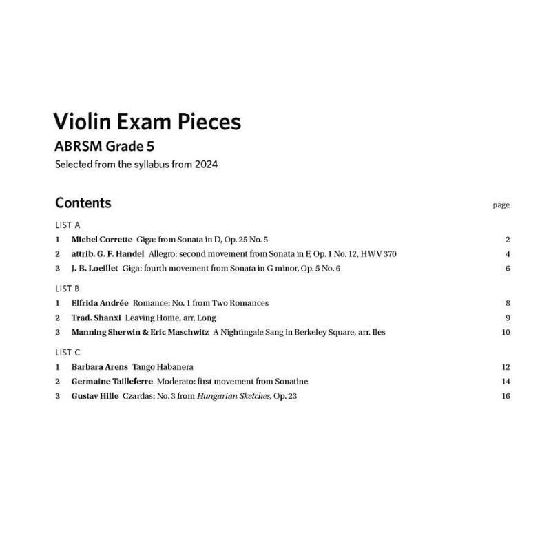 Peças de Exame de Violino 2024 - Audio Music Grading avaliação e preço