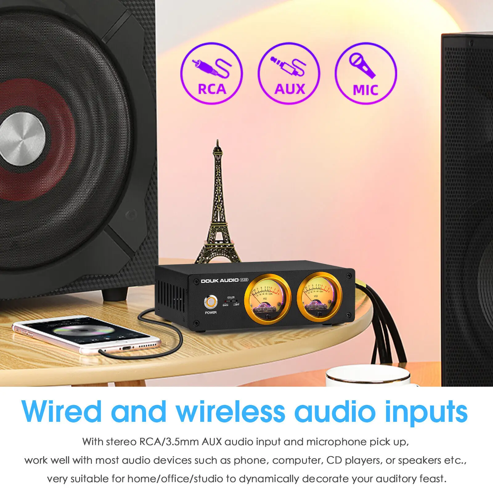 Medidor analógico duplo VU com - Audio Music Com avaliação e preço